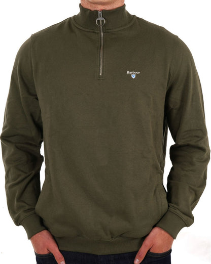 Barbour Beckhill Half Zip Sweatshirt Mid Olive