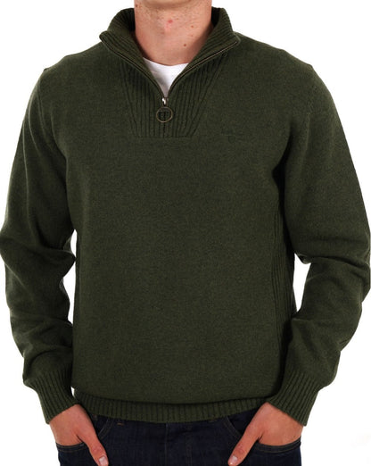 Barbour Lambswool Half Zip Mid Olive