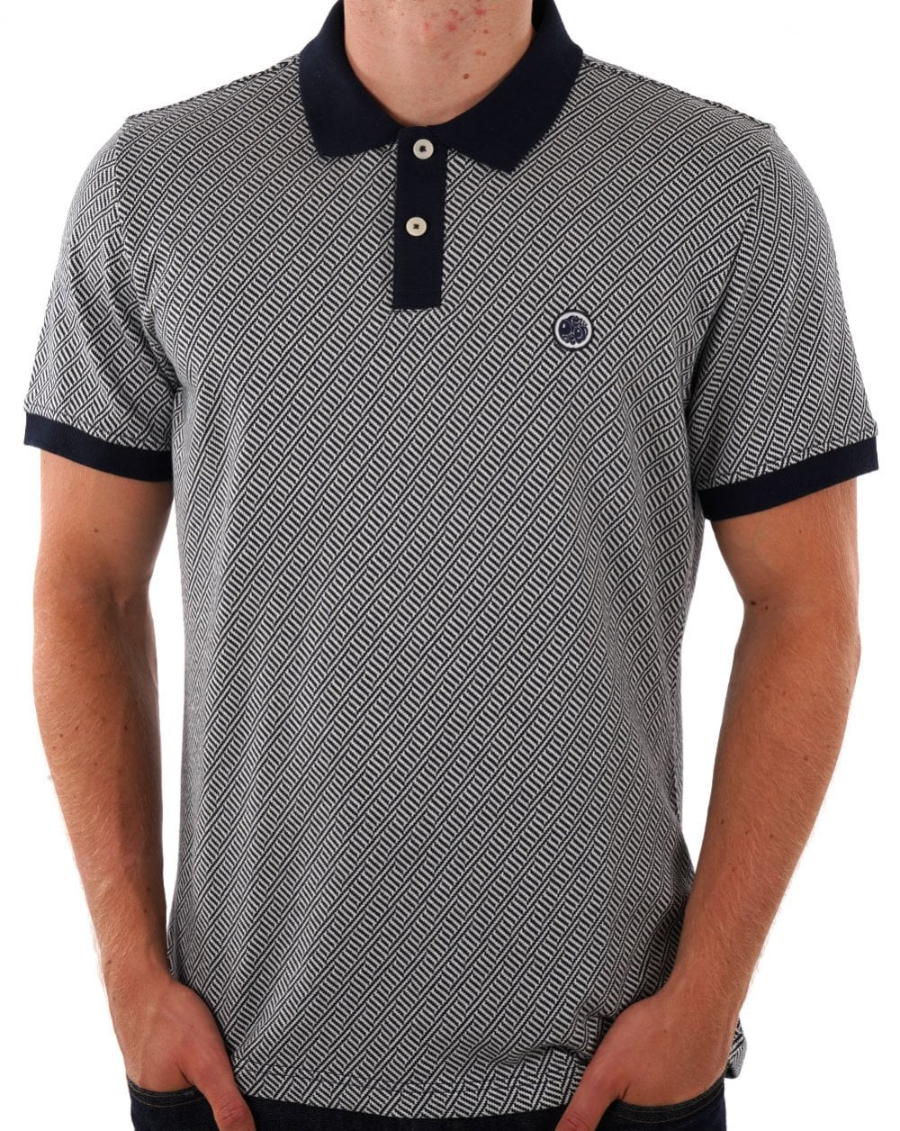 Pretty Green Travis Jacquard Polo Navy