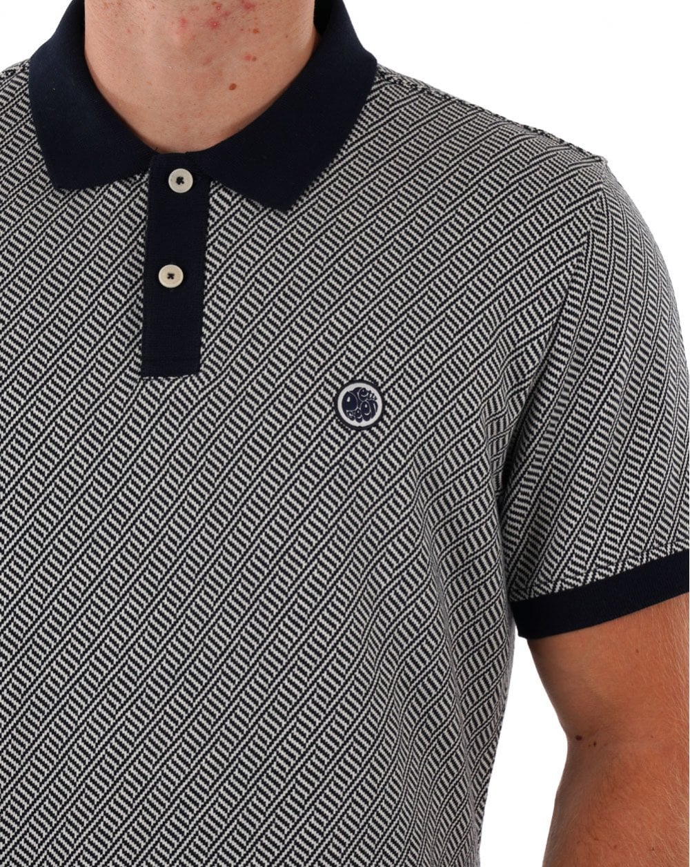 Pretty Green Travis Jacquard Polo Navy