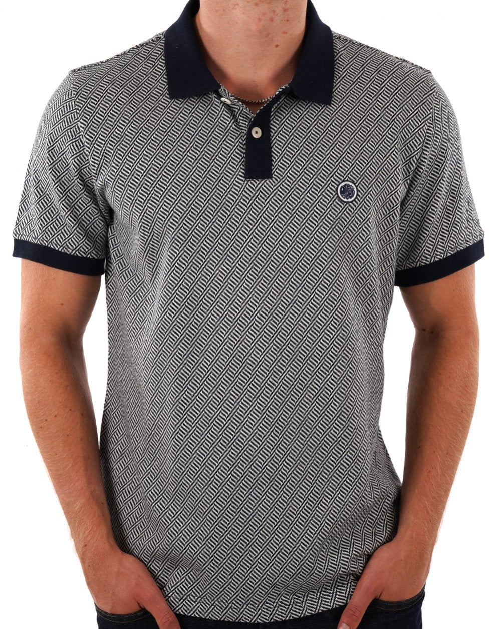 Pretty Green Travis Jacquard Polo Navy