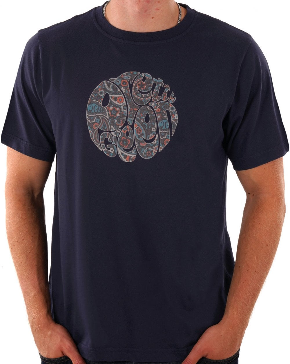 Pretty Green Wonderwall Paisley T-shirt Navy