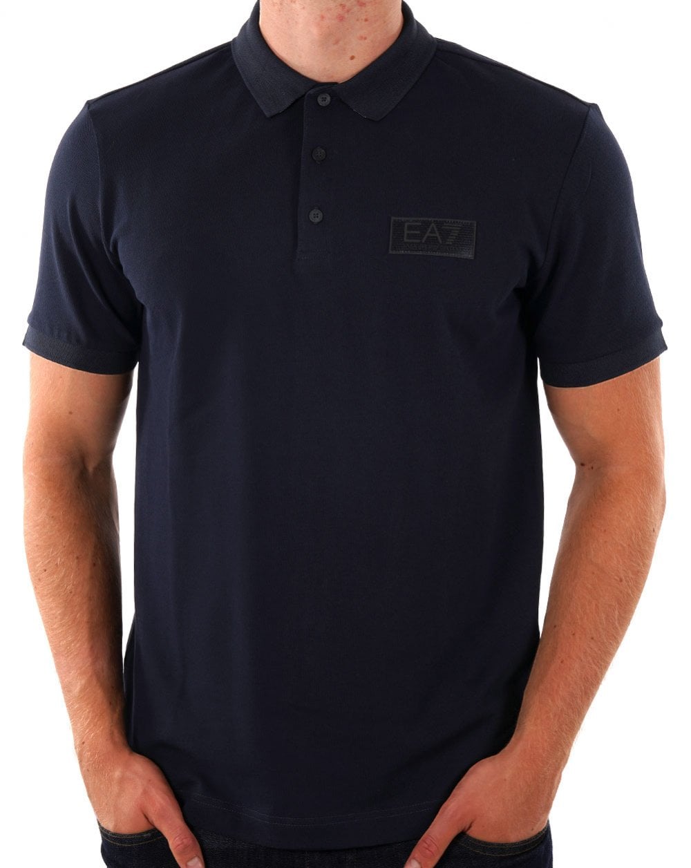 EA7 Logo Patch Polo Shirt Navy