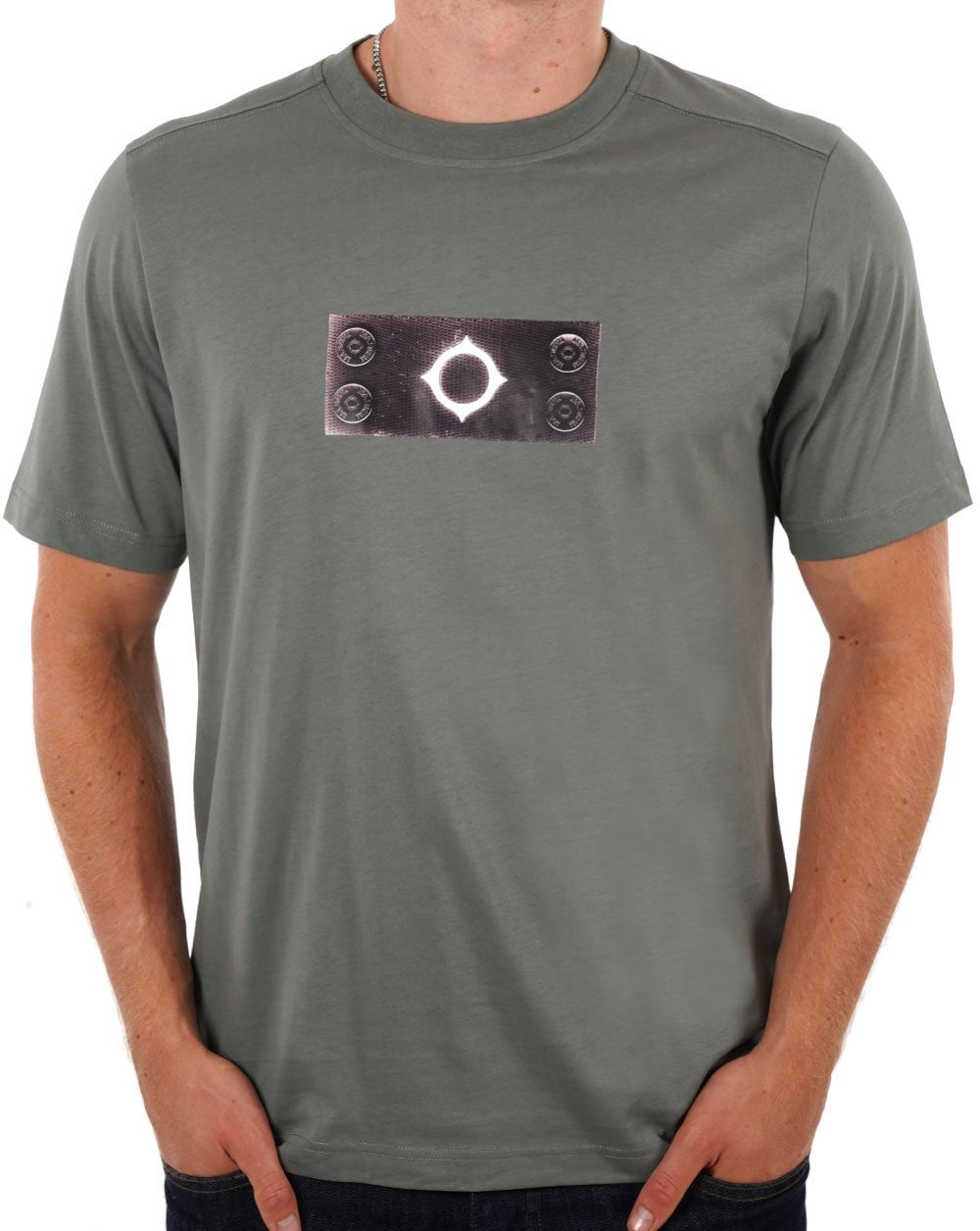 MA.STRUM Trompe L'oeil Badge T Shirt Sedona Grey