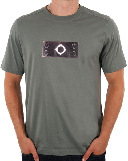 MA.STRUM Trompe L'oeil Badge T Shirt Sedona Grey