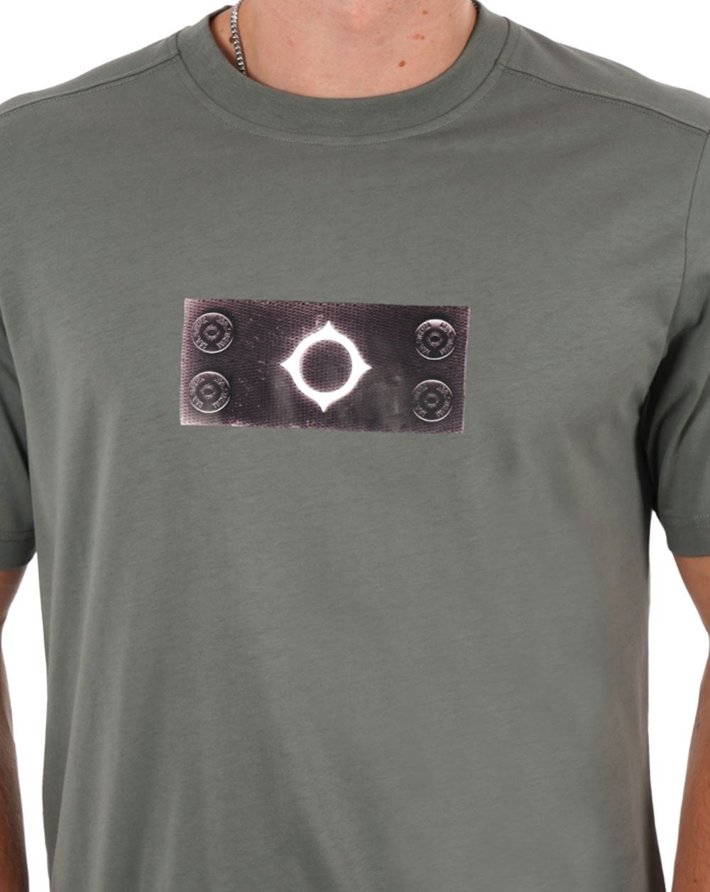 MA.STRUM Trompe L'oeil Badge T Shirt Sedona Grey