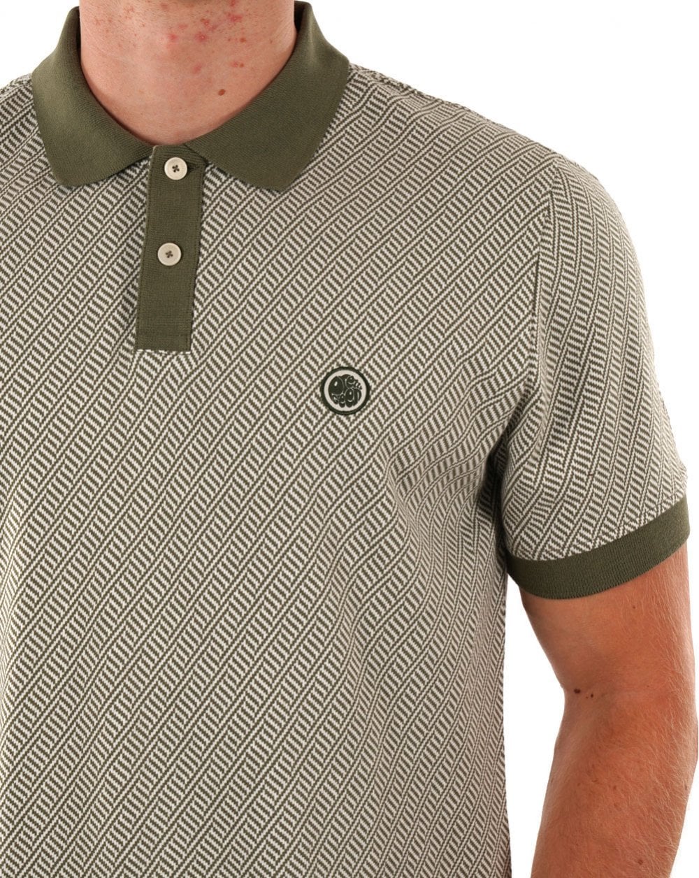 Pretty Green Travis Jacquard Polo Khaki Green