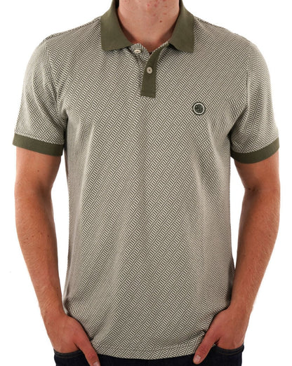 Pretty Green Travis Jacquard Polo Khaki Green
