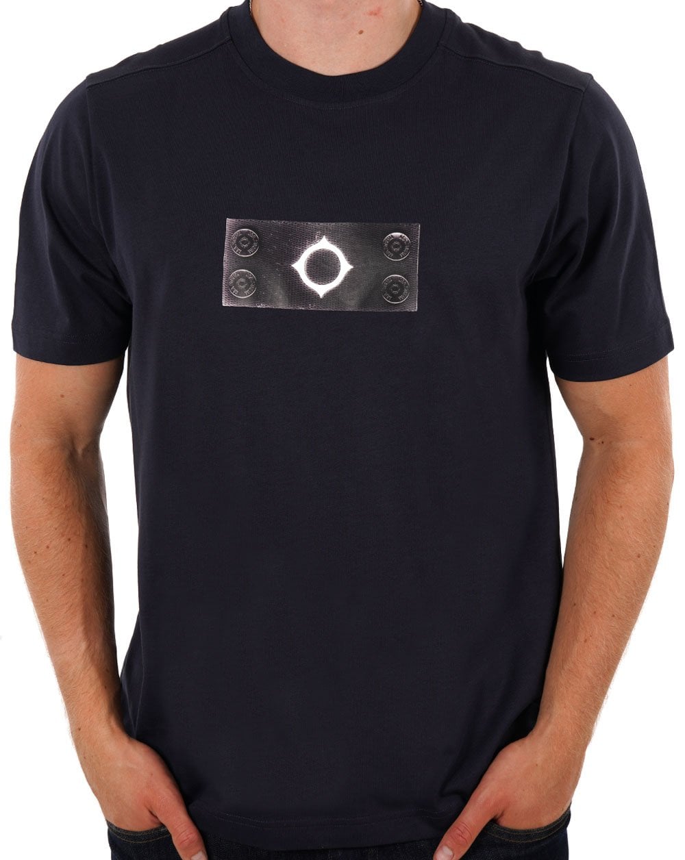 MA.STRUM Trompe L'oeil Badge T Shirt Ink Navy