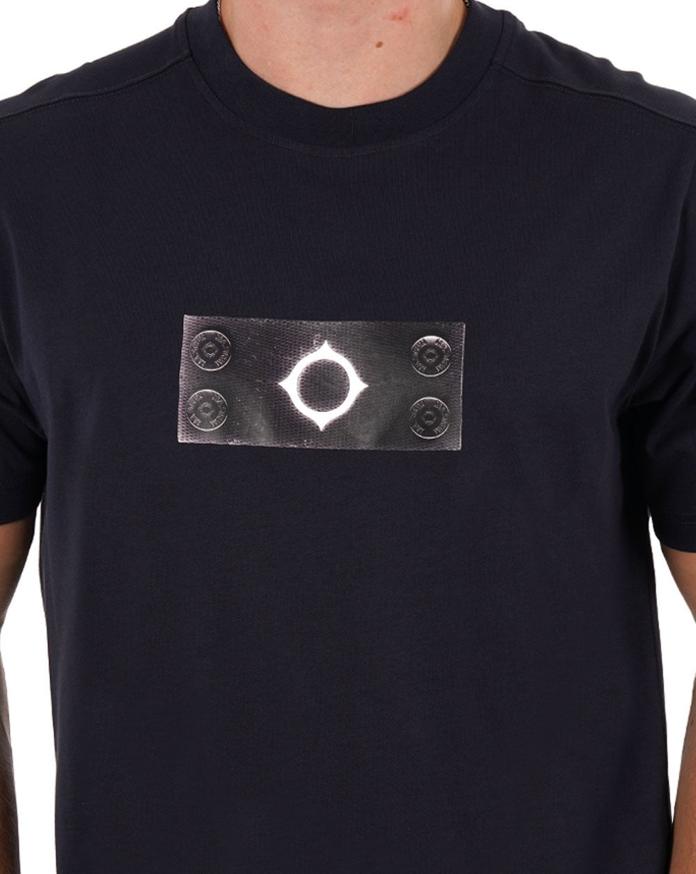 MA.STRUM Trompe L'oeil Badge T Shirt Ink Navy