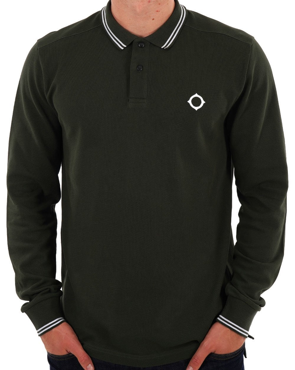 MA.STRUM Double Tipped LS Polo Dark Green