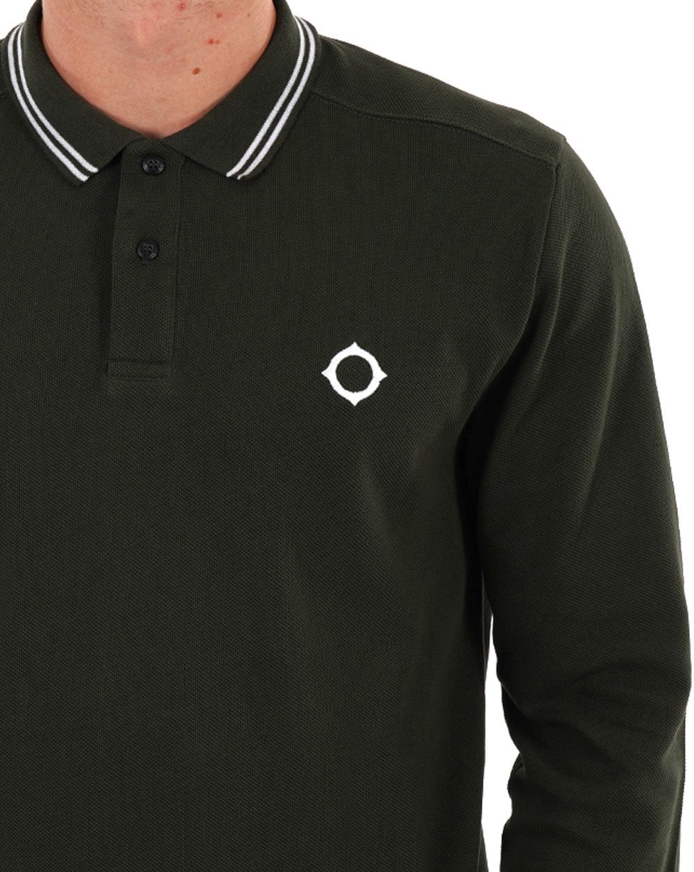 MA.STRUM Double Tipped LS Polo Dark Green