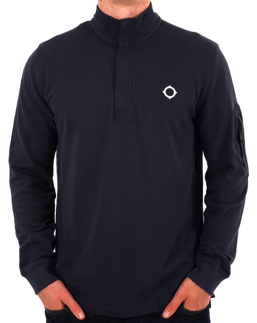 MA.STRUM Funnel Neck 1/4 Zip Navy