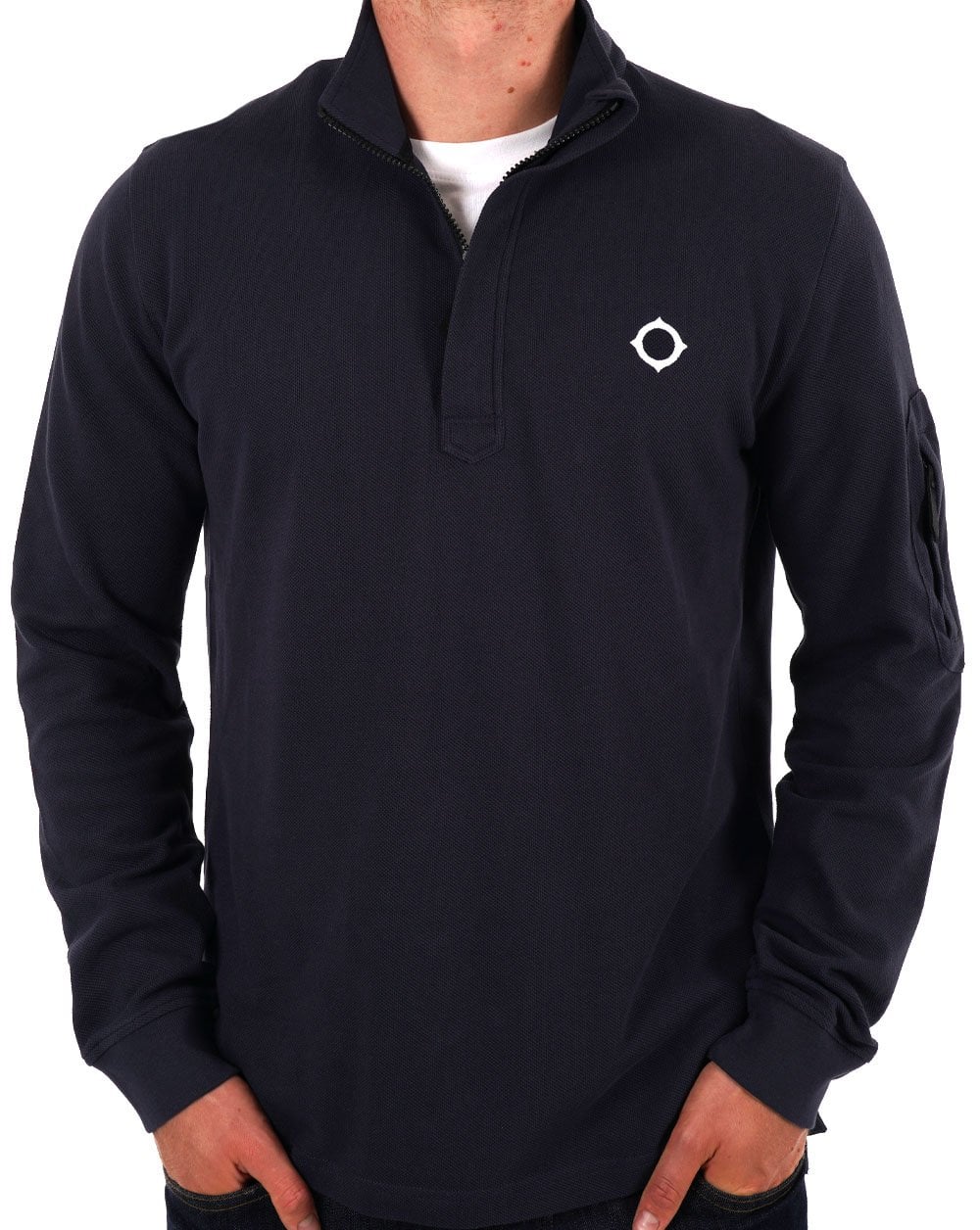 MA.STRUM Funnel Neck 1/4 Zip Navy