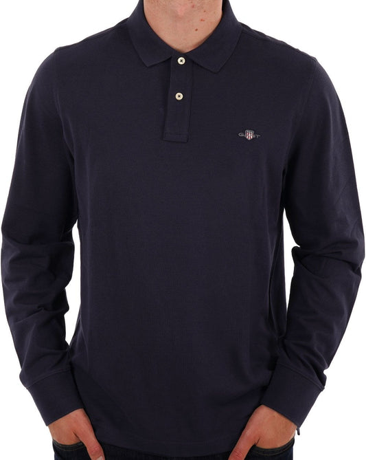 Gant Shield LS Pique Polo Navy Blue