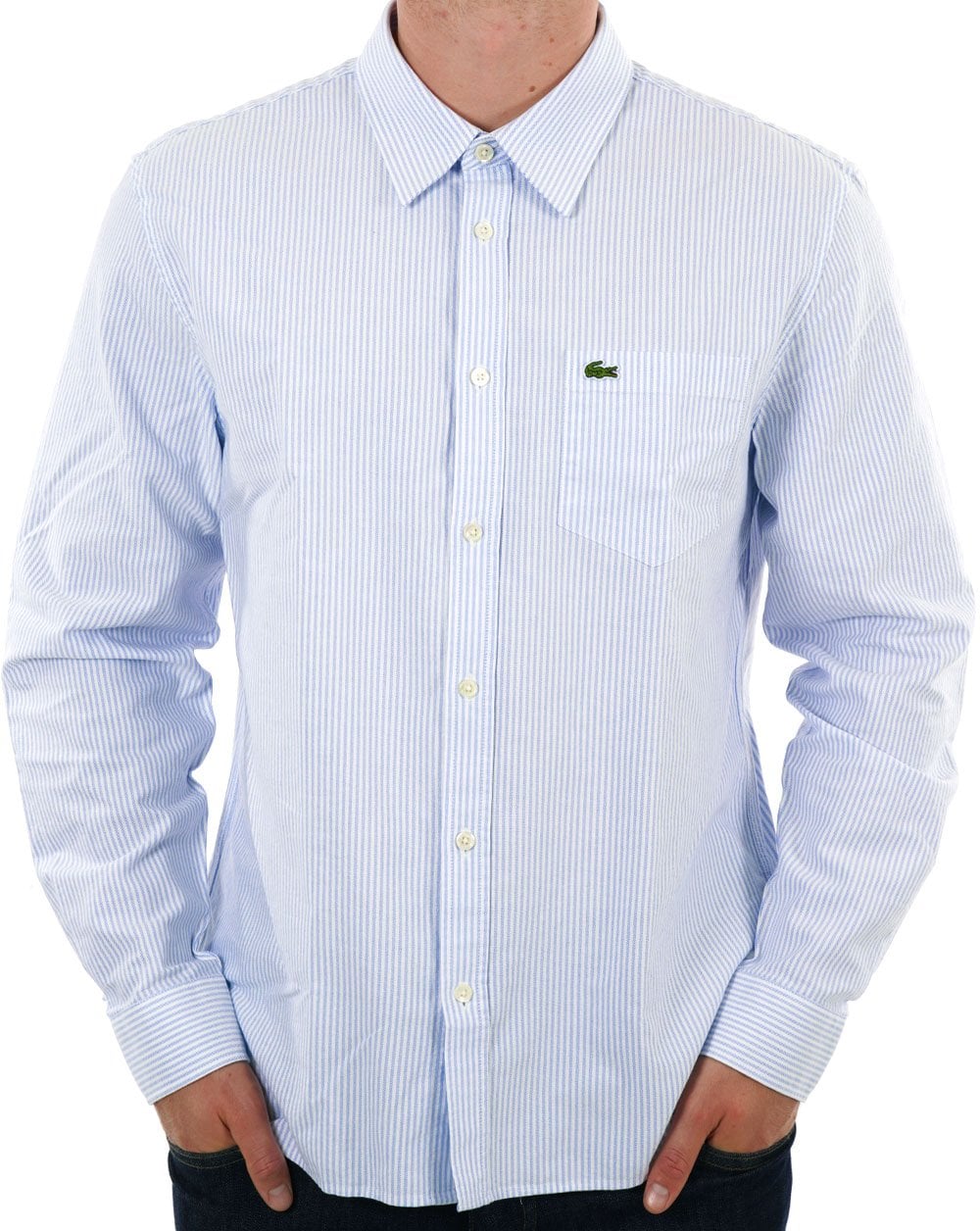 Lacoste Striped Oxford Cotton Shirt Sky Blue