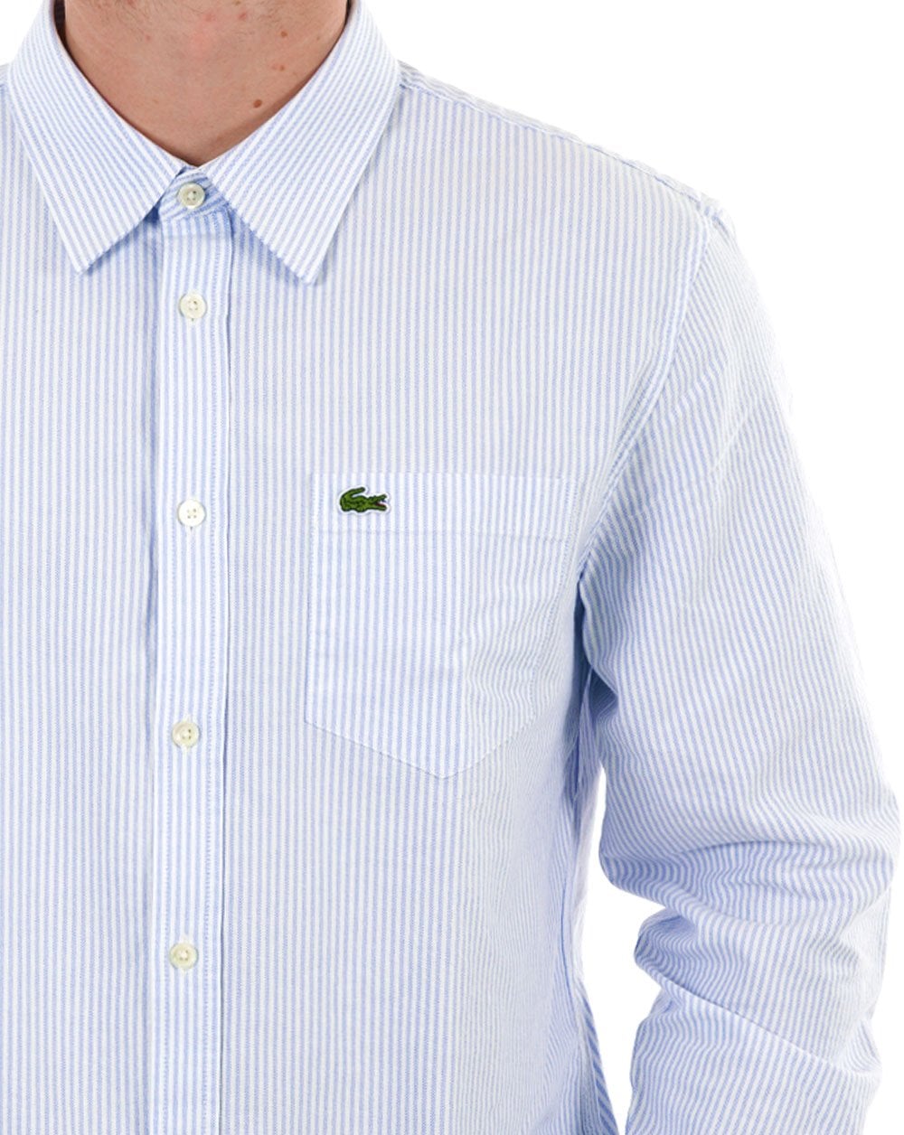 Lacoste Striped Oxford Cotton Shirt Sky Blue