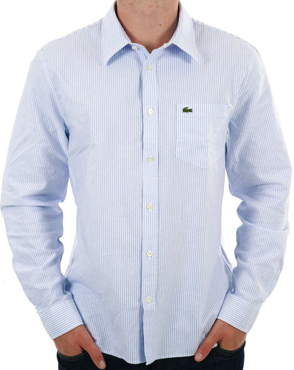 Lacoste Striped Oxford Cotton Shirt Sky Blue