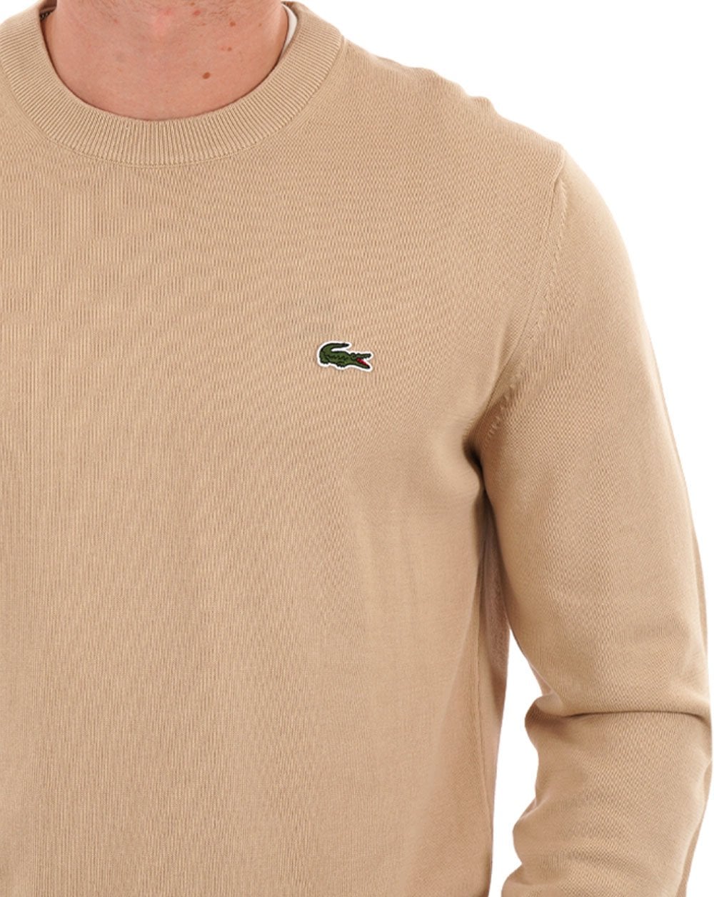 Lacoste Crew Neck Knit Jumper Sand