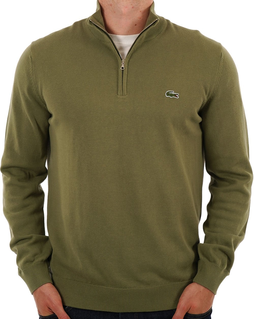 Lacoste Half Zip Knit Jumper Khaki Green