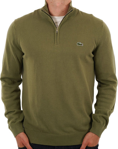 Lacoste Half Zip Knit Jumper Khaki Green
