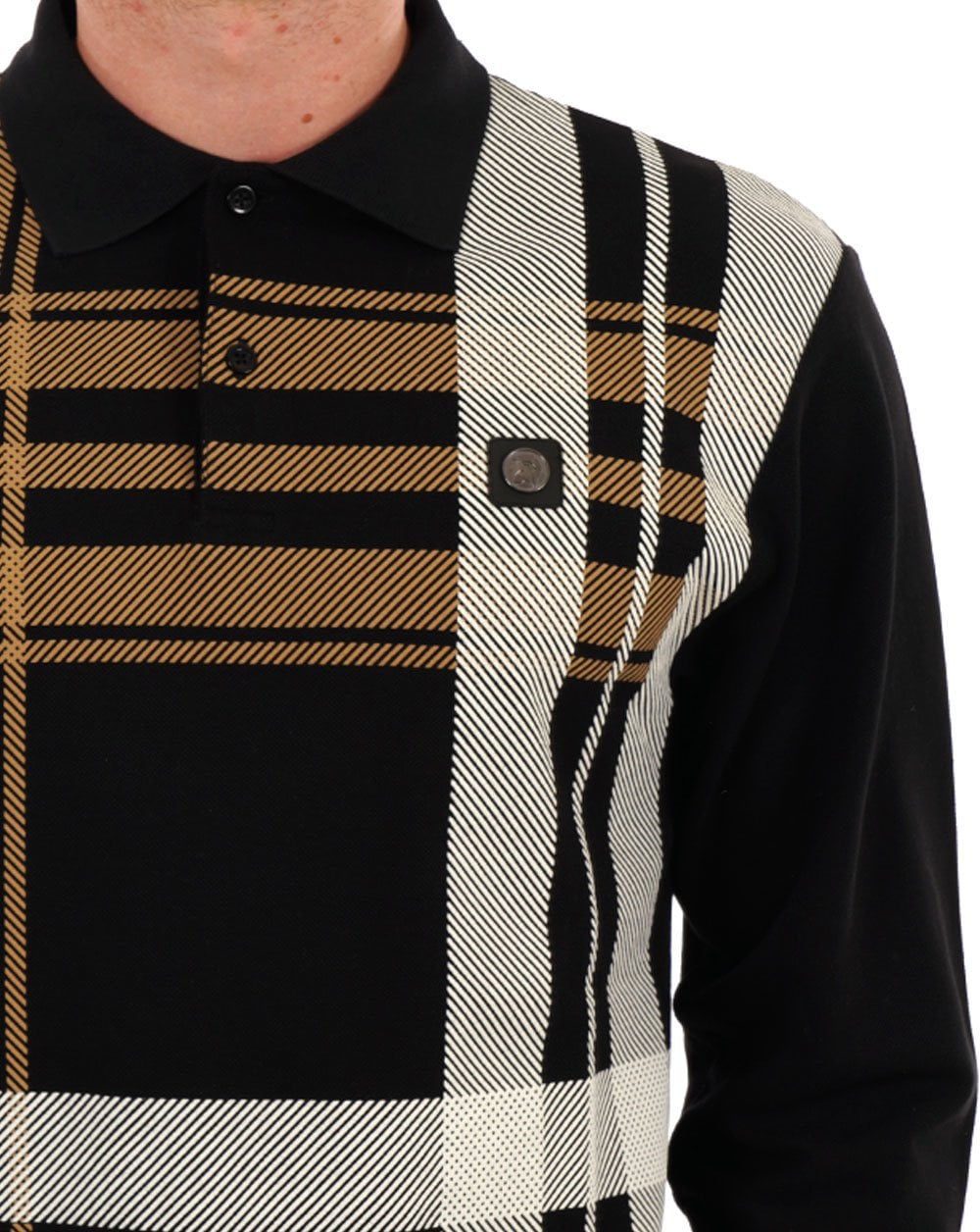 Trojan Oversize Check Panel LS Polo Black