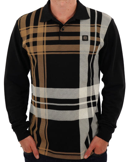 Trojan Oversize Check Panel LS Polo Black