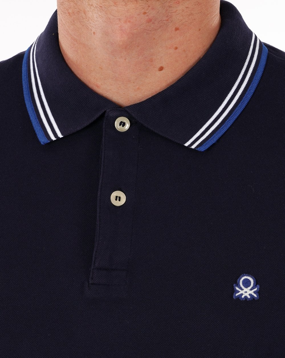 Benetton Tipped Polo Shirt Navy