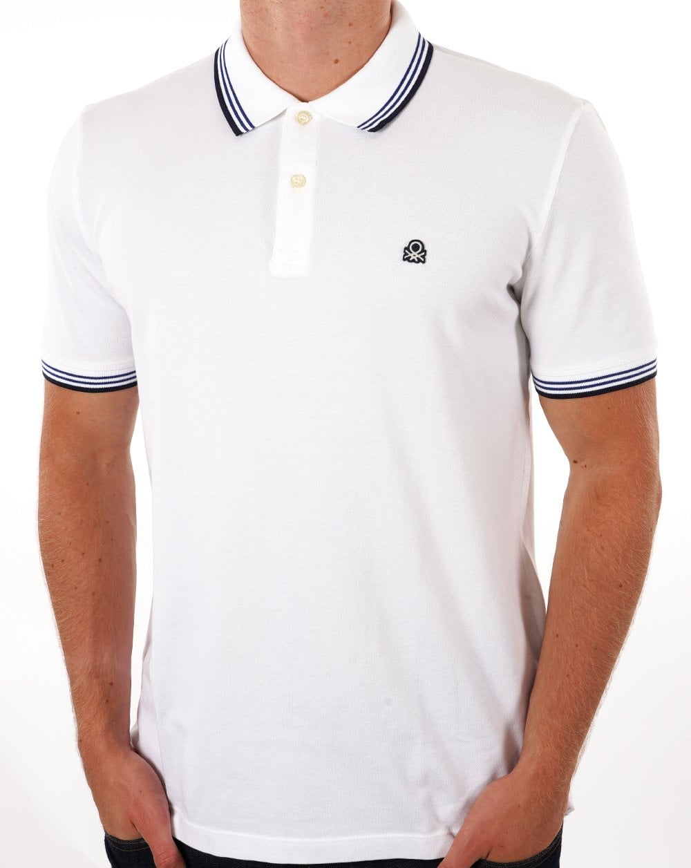 Benetton Tipped Polo Shirt White