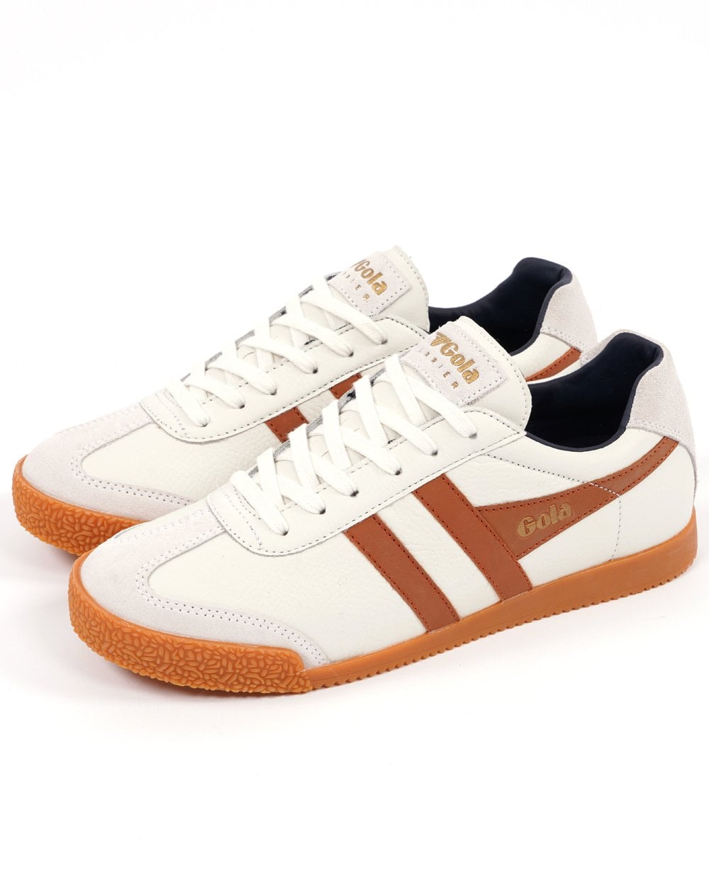Gola Harrier Leather Trainer Vintage White Orange Navy