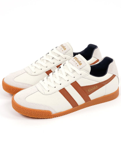 Gola Harrier Leather Trainer Vintage White Orange Navy