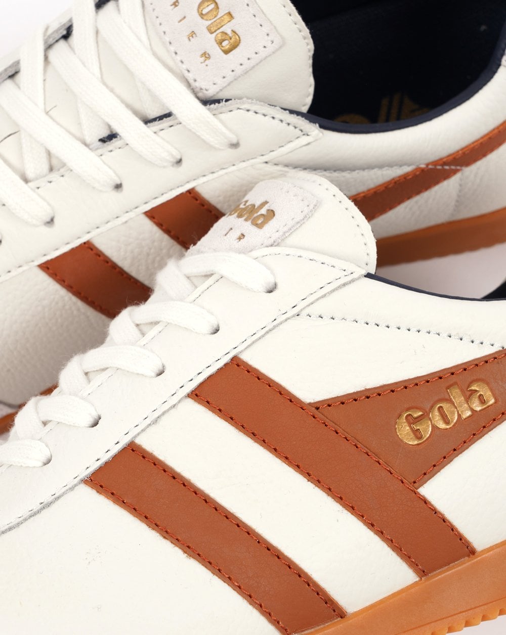 Gola Harrier Leather Trainer Vintage White Orange Navy