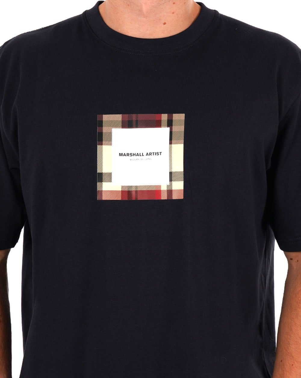 Marshall Artist House Check Box Logo T Shirt Navy