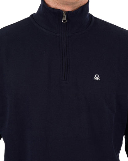 Benetton Quarter Zip Sweatshirt Navy