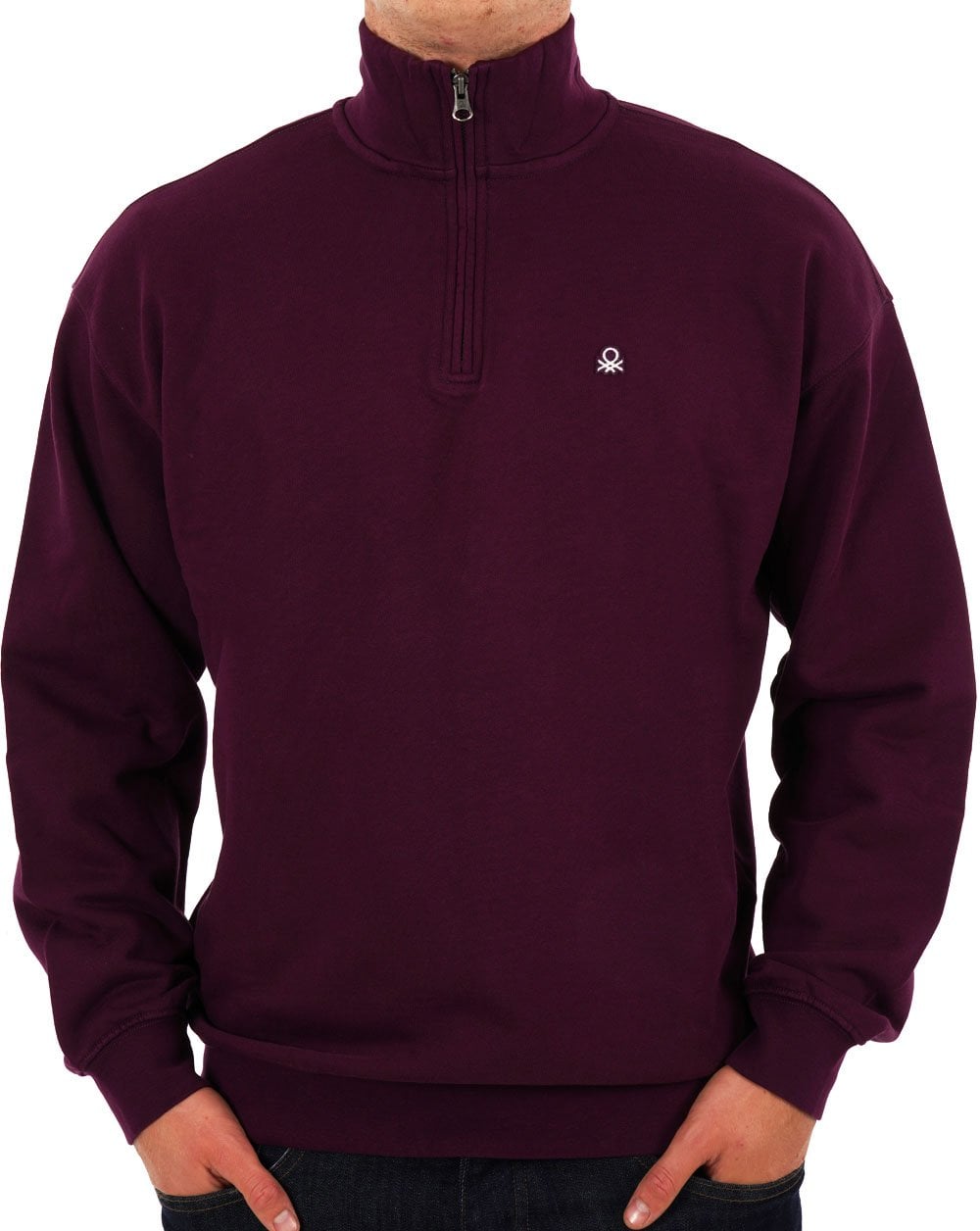 Benetton Quarter Zip Sweatshirt Plum