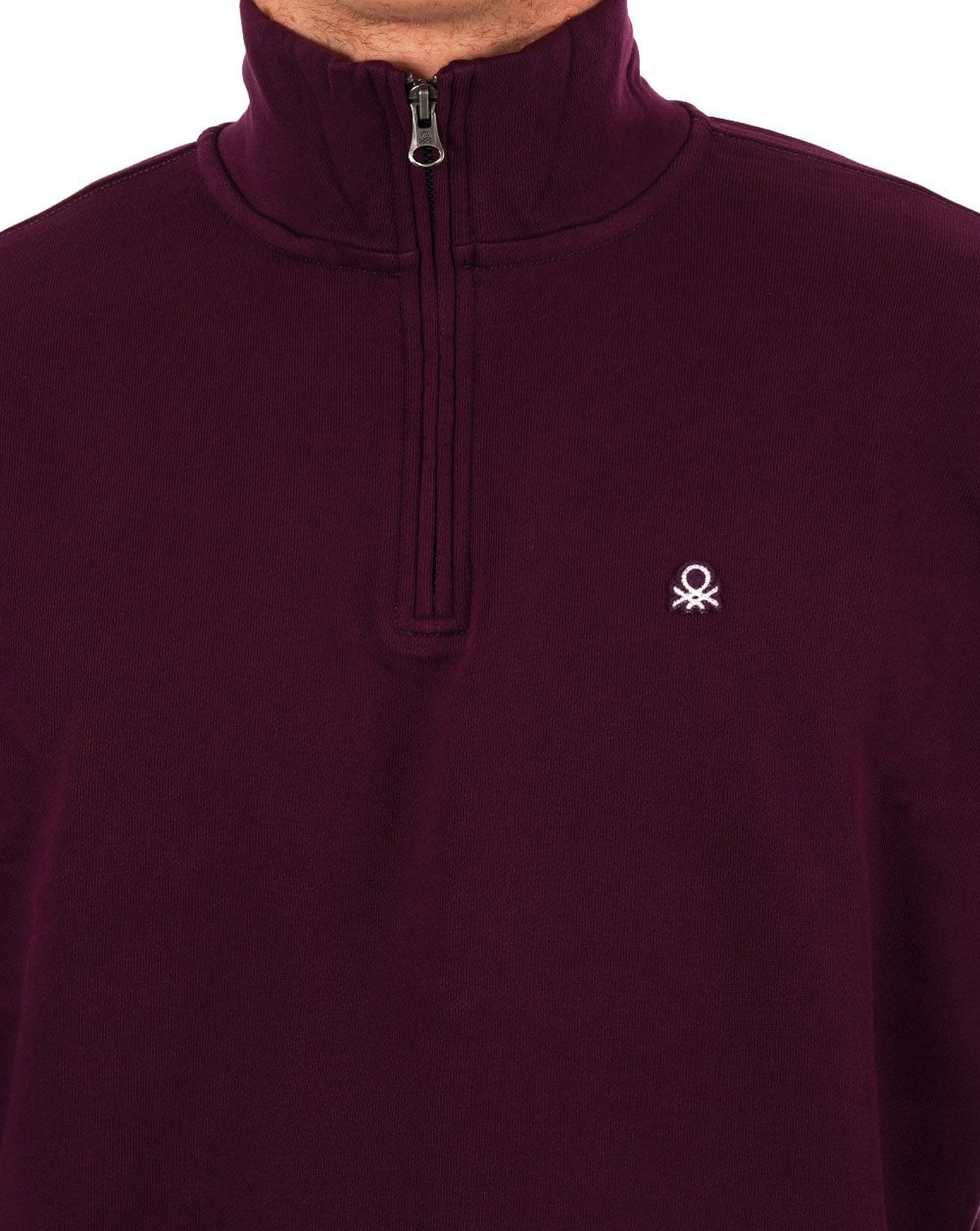 Benetton Quarter Zip Sweatshirt Plum