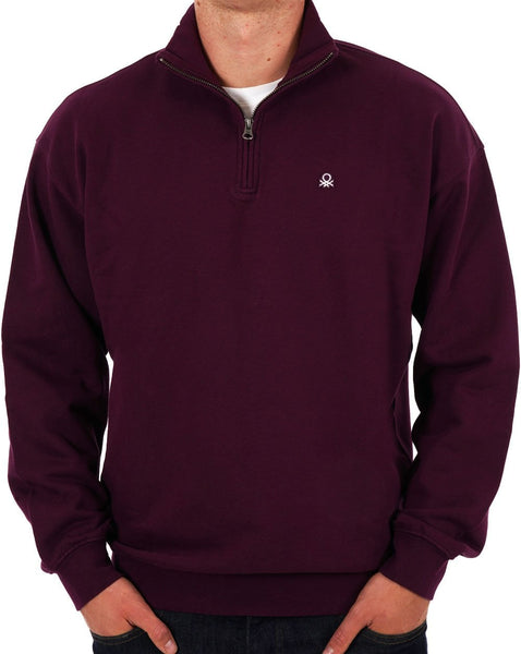 Benetton Quarter Zip Sweatshirt Plum