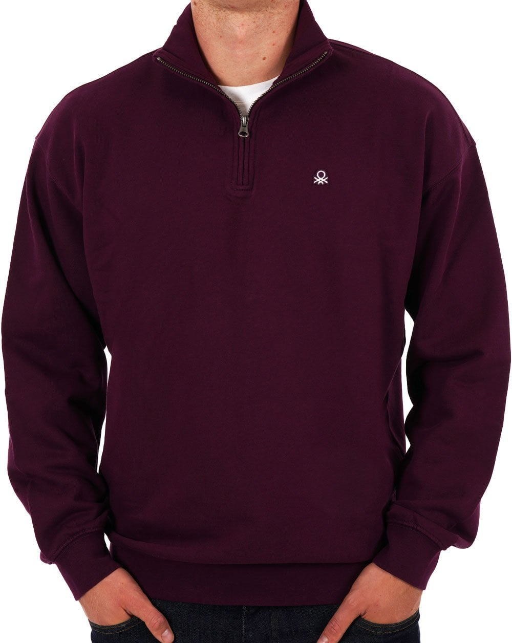 Benetton Quarter Zip Sweatshirt Plum