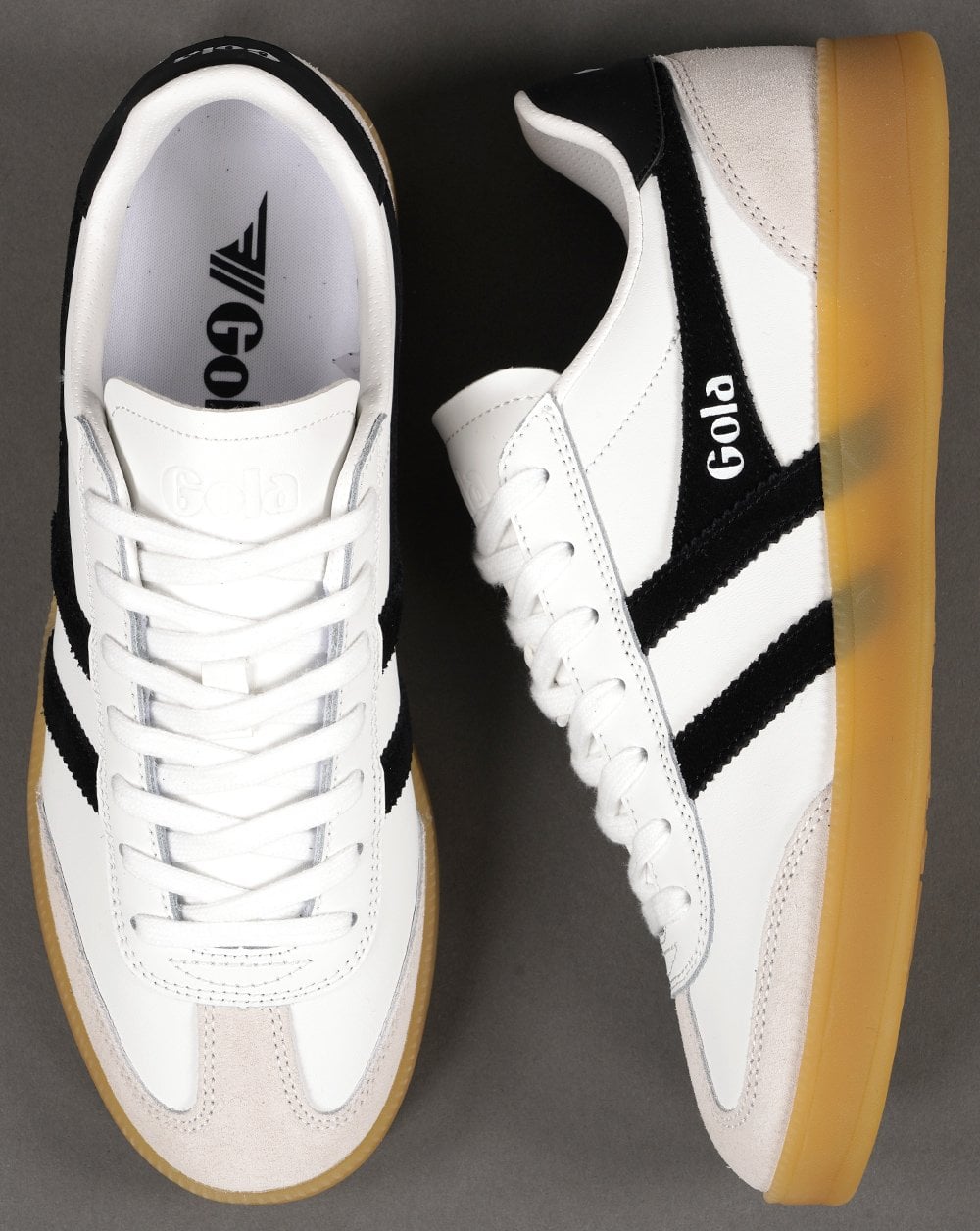 Gola Viper Leather Trainers White/Black/Gum
