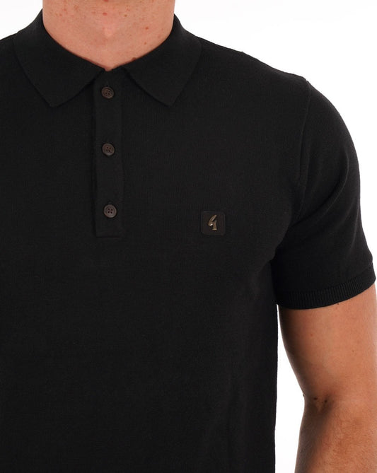 Gabicci Vintage Jackson Knitted Polo Black