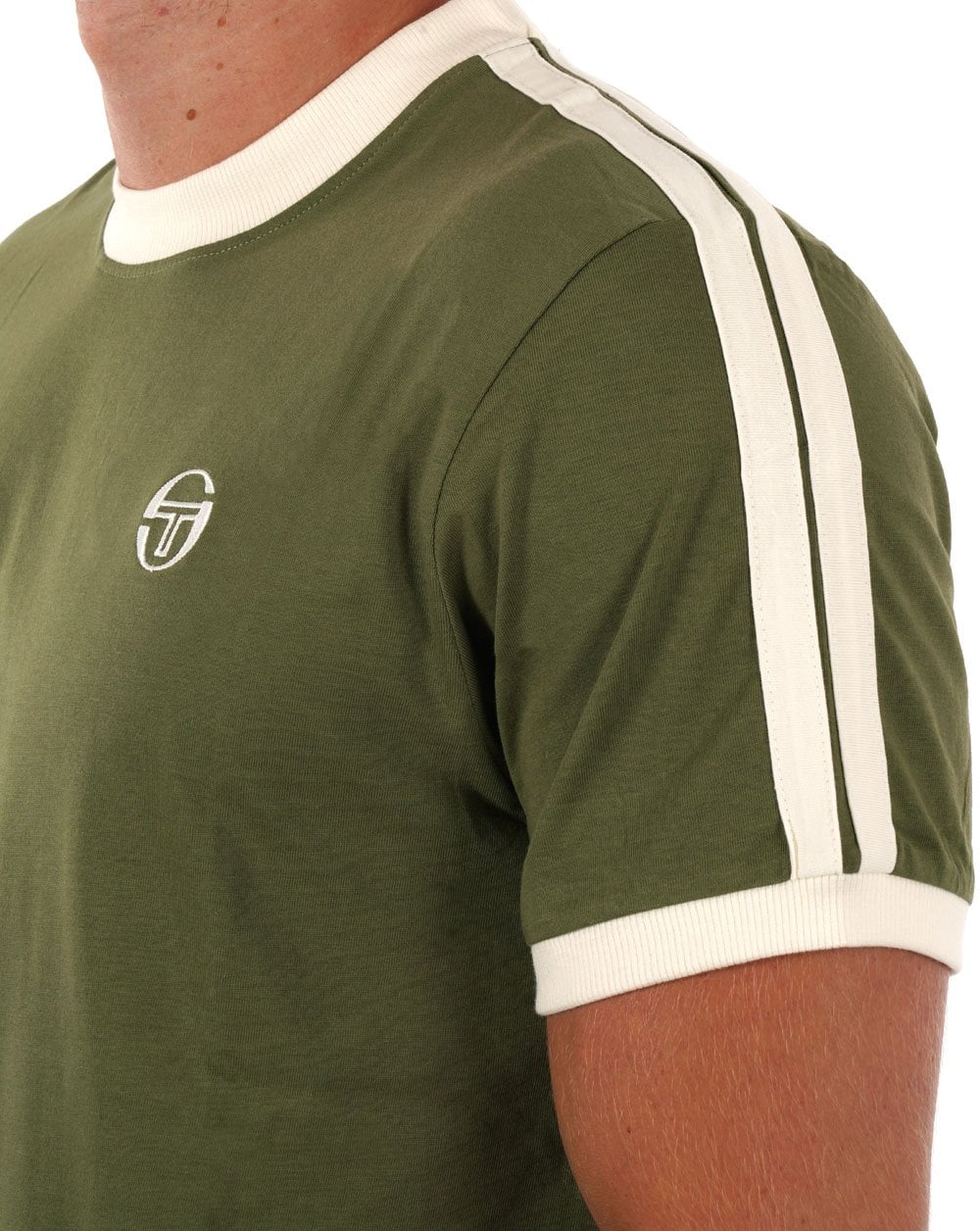 Sergio Tacchini Retro T Shirt Olive Gardenia