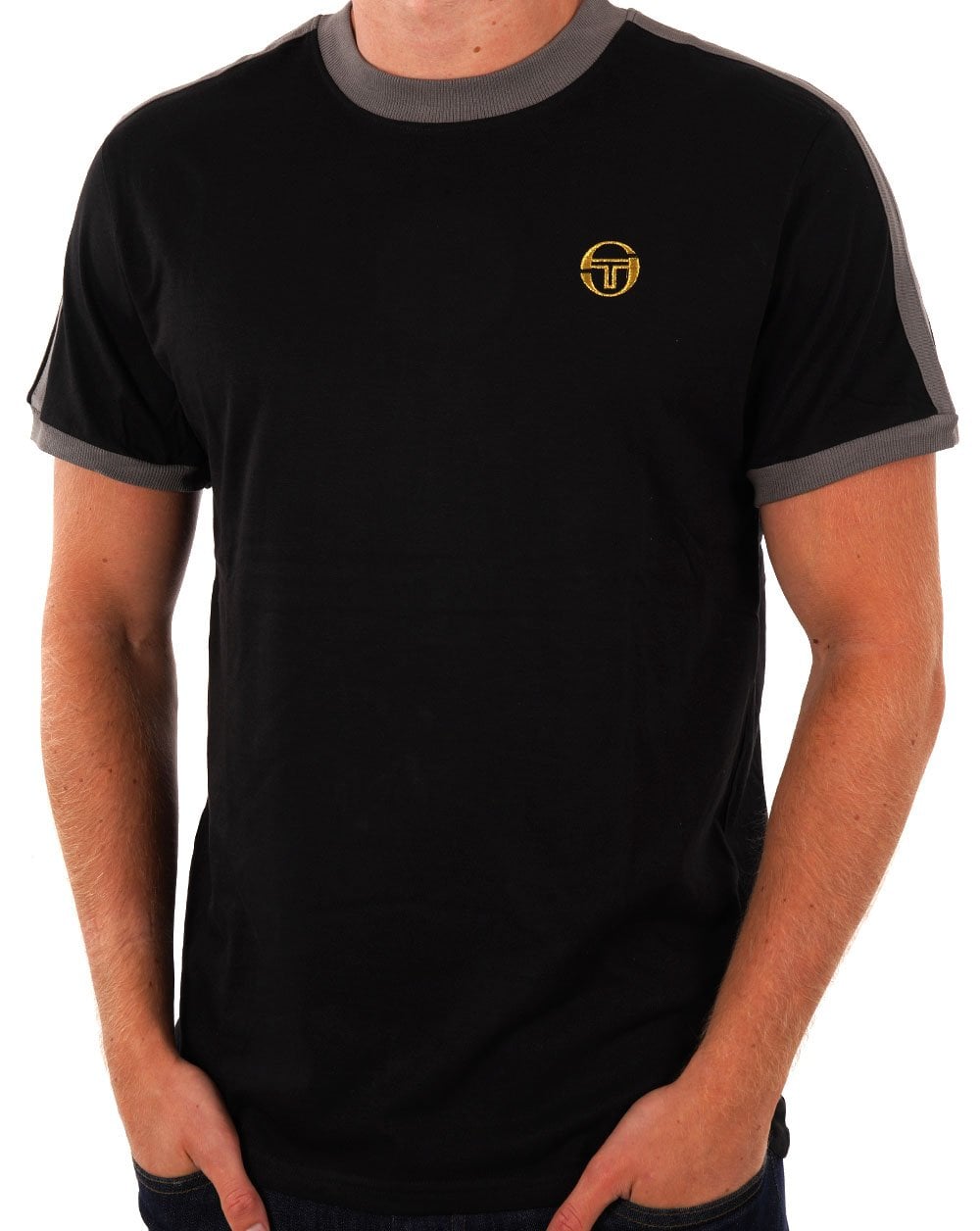 Sergio Tacchini Retro T Shirt Black Grey