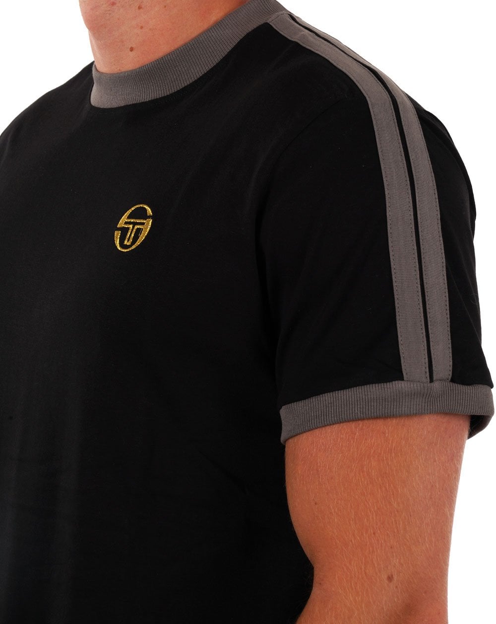 Sergio Tacchini Retro T Shirt Black Grey