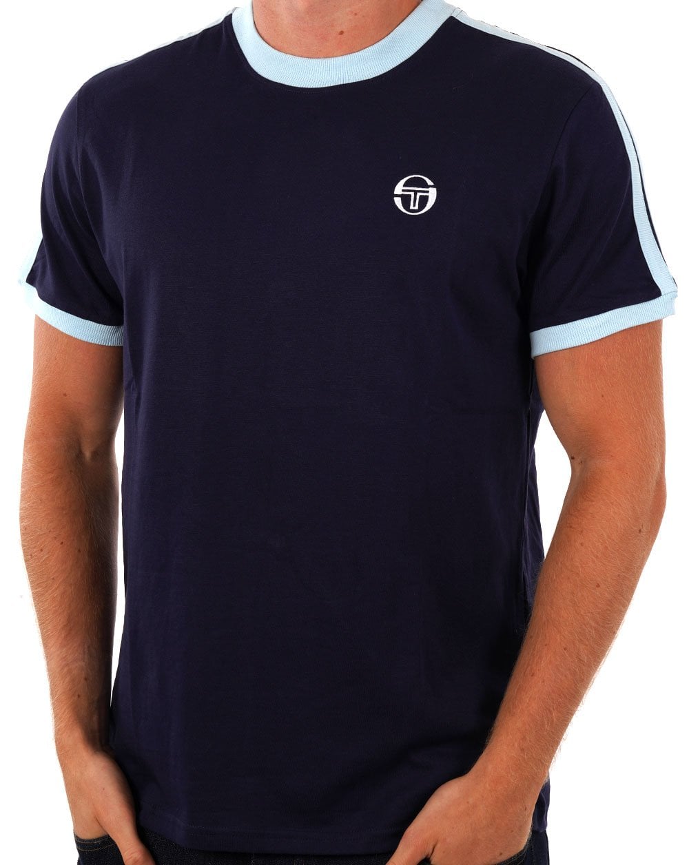 Sergio Tacchini Retro T Shirt Navy Sky