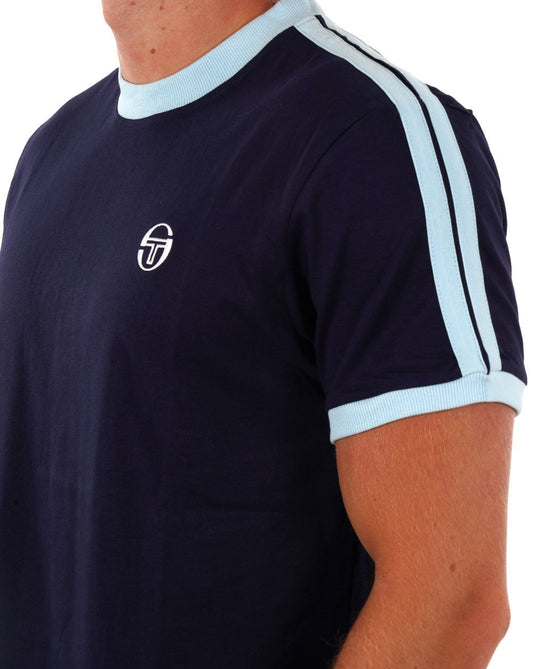 Sergio Tacchini Retro T Shirt Navy Sky