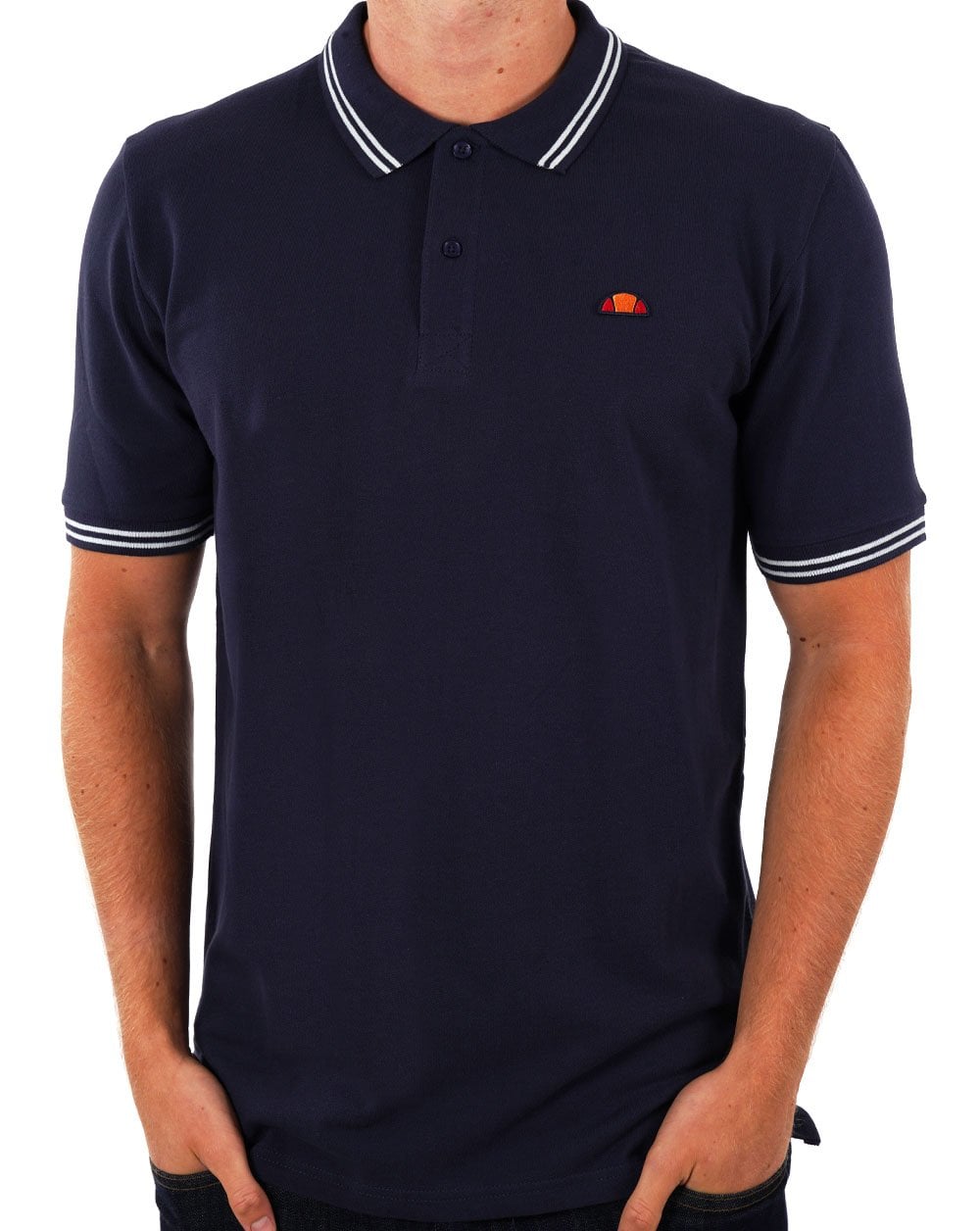 Ellesse Tipped Polo Shirt Navy/White