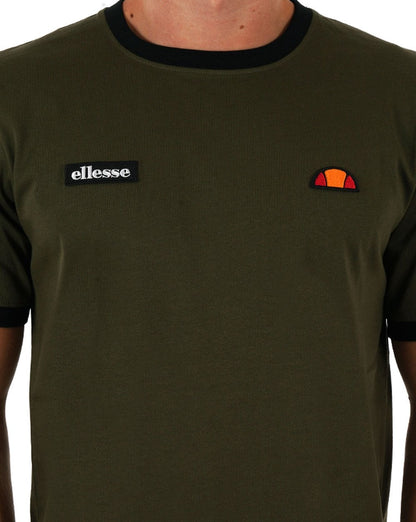 Ellesse Ringer T Shirt Khaki / Black