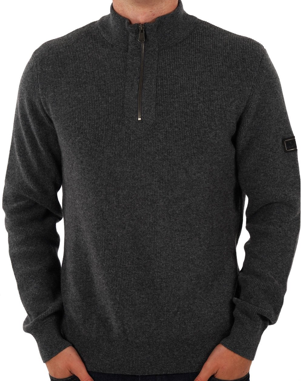 Barbour International Crawley Half Zip Jumper Charcoal Marl