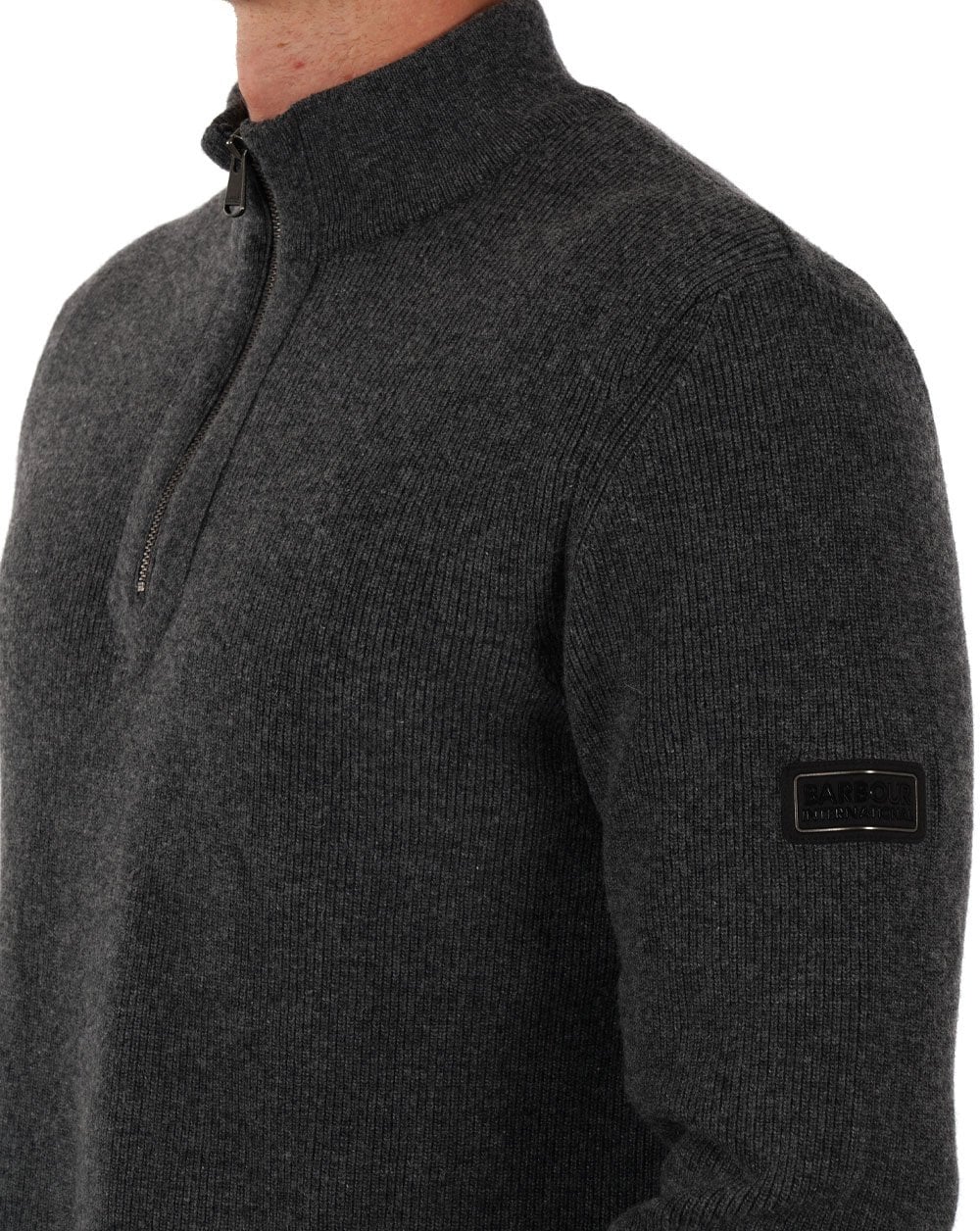 Barbour International Crawley Half Zip Jumper Charcoal Marl