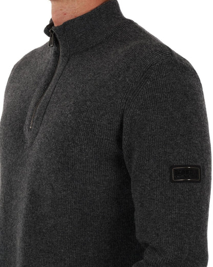 Barbour International Crawley Half Zip Jumper Charcoal Marl